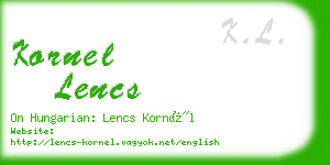 kornel lencs business card